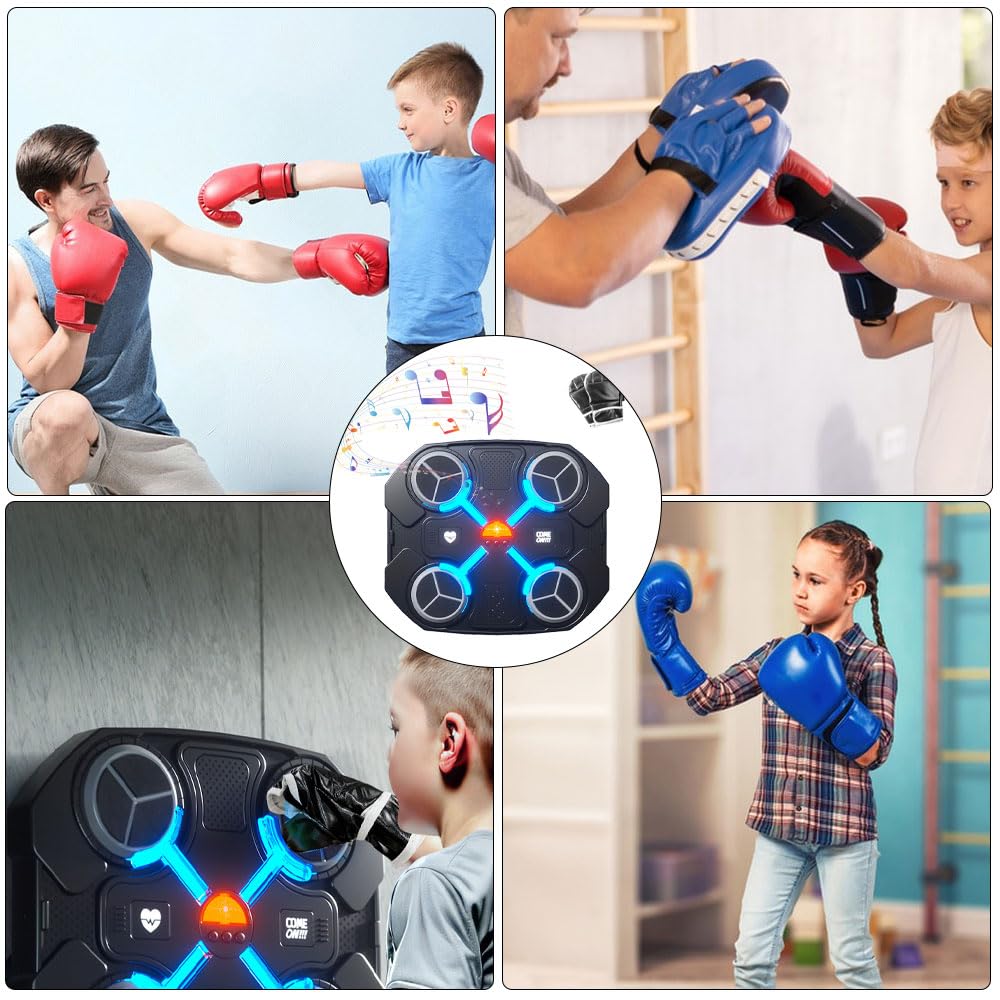 Machine De Boxe Musicale Pour Enfants Avec Gants - Bluetooth, Lumière Et 3 Niveaux De Vitesse
