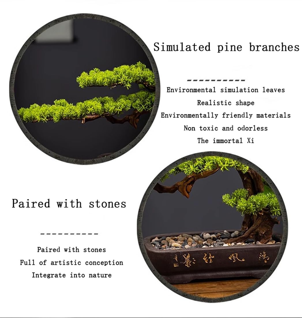 Árbol bonsái artificial, planta falsa de pino de imitación para decoración de jardín interior, ideal para decoración de escritorio del hogar u oficina