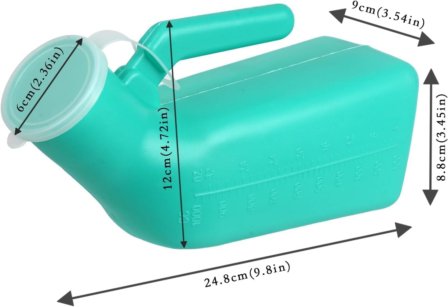 Orinal portatil hombre con tapa 1000 ml Verde