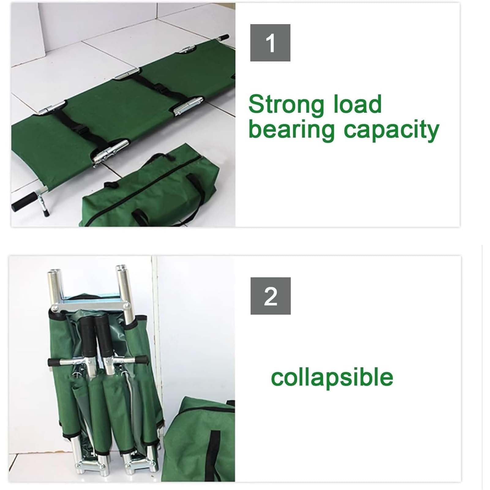 Camilla plegable, Camilla portátil para emergencias médicas, capacidad de carga de 159 kg (350 lb), Camilla de emergencia Ligera de aleación de aluminio, para ins