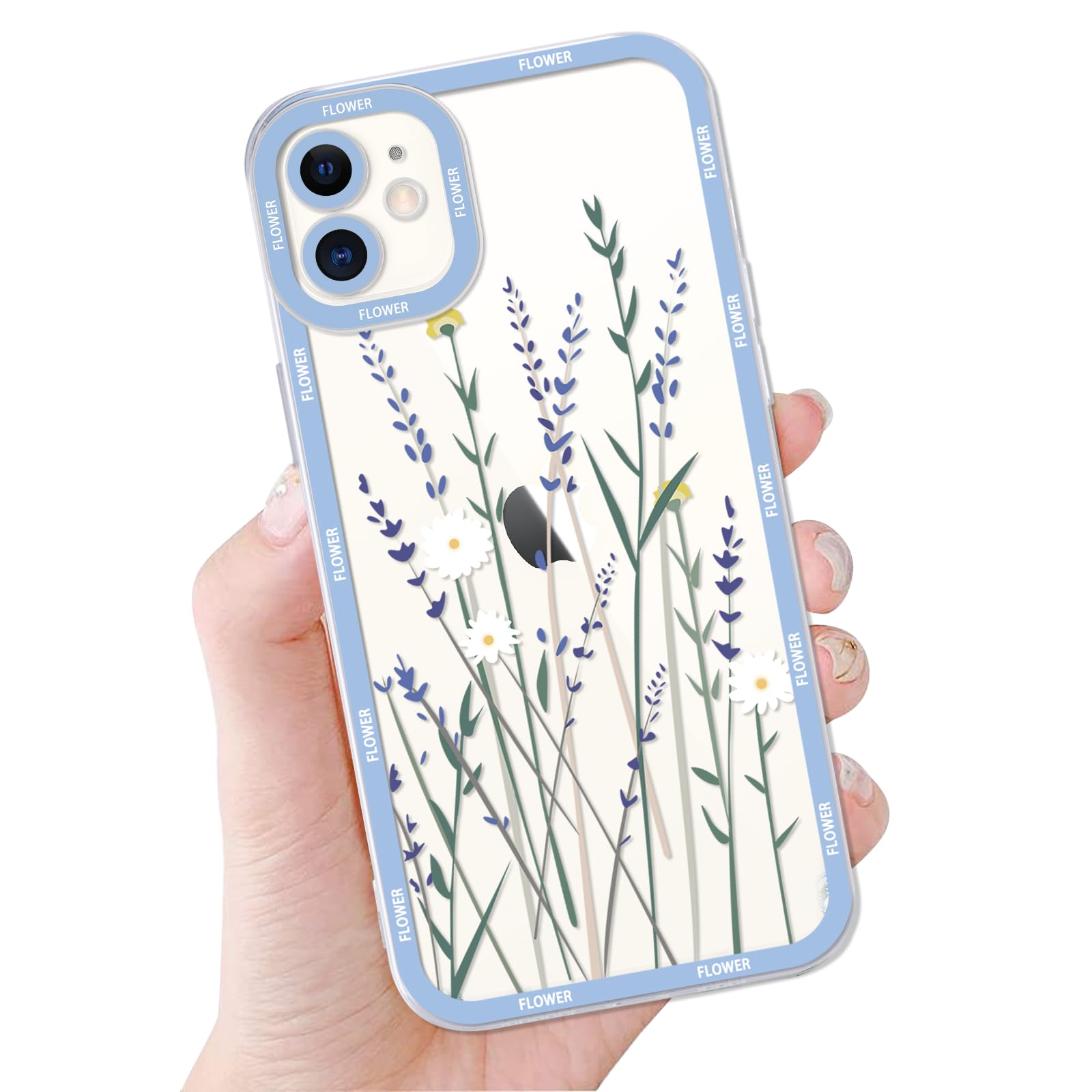 Pnakqil 2 Pezzi Cover per iPhone 12 Pro 6,1 Fiore Margherita Crisantemo Romantico Disegno Donne Protezione Sottile Anti Fotocamera Silicone TPU Custodia Morbida Antiurto Case