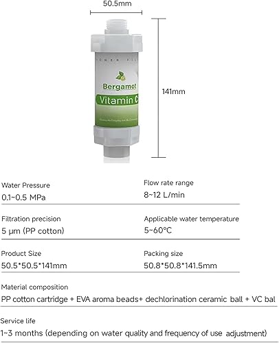 Miniatura 7 de Filtro de cabezal de ducha para agua dura, accesorios de baño, filtro de agua, cartucho de repuesto de vitamina C, elimina cloro, fluoruro, metales