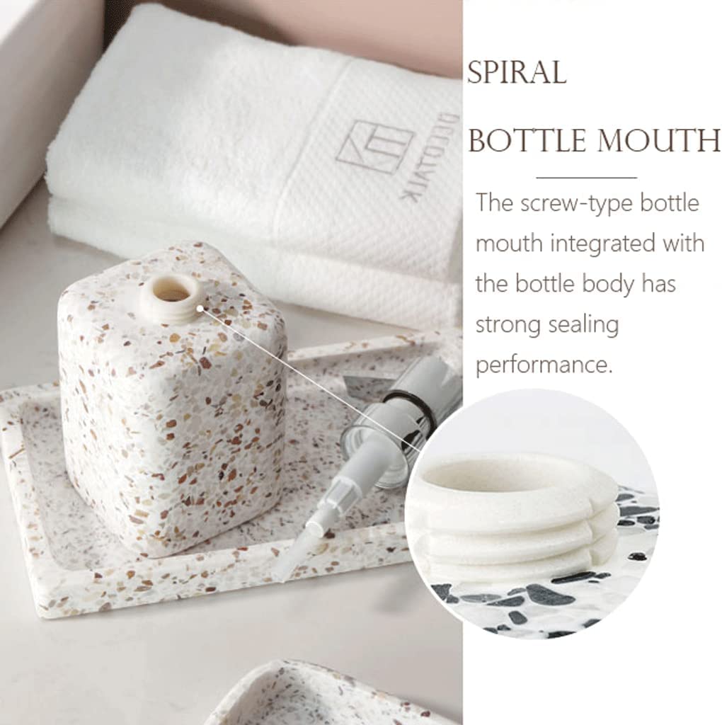 Gepresster Seifenspender Terrazzo-Seifenpumpe 3-teiliges Set - Badezimmer-Accessoires-Set Lotionspender 290ml/9.8oz