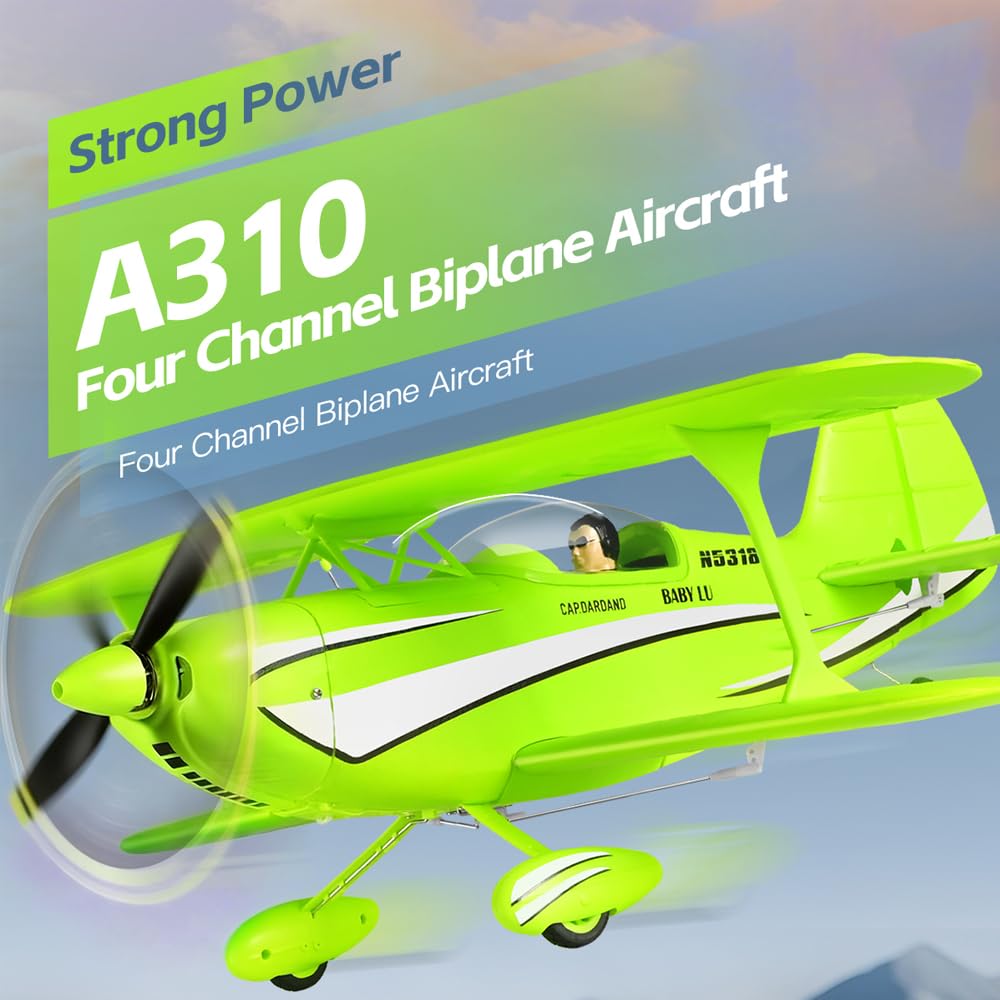 RC-Flugzeug A310 Doppeldecker Ferngesteuertes Flugzeug für Erwachsene Anfänger 3D/6G Brushless 2,4G Starrflügel-Fernsteuerungsflugzeug mit 2 Batterien