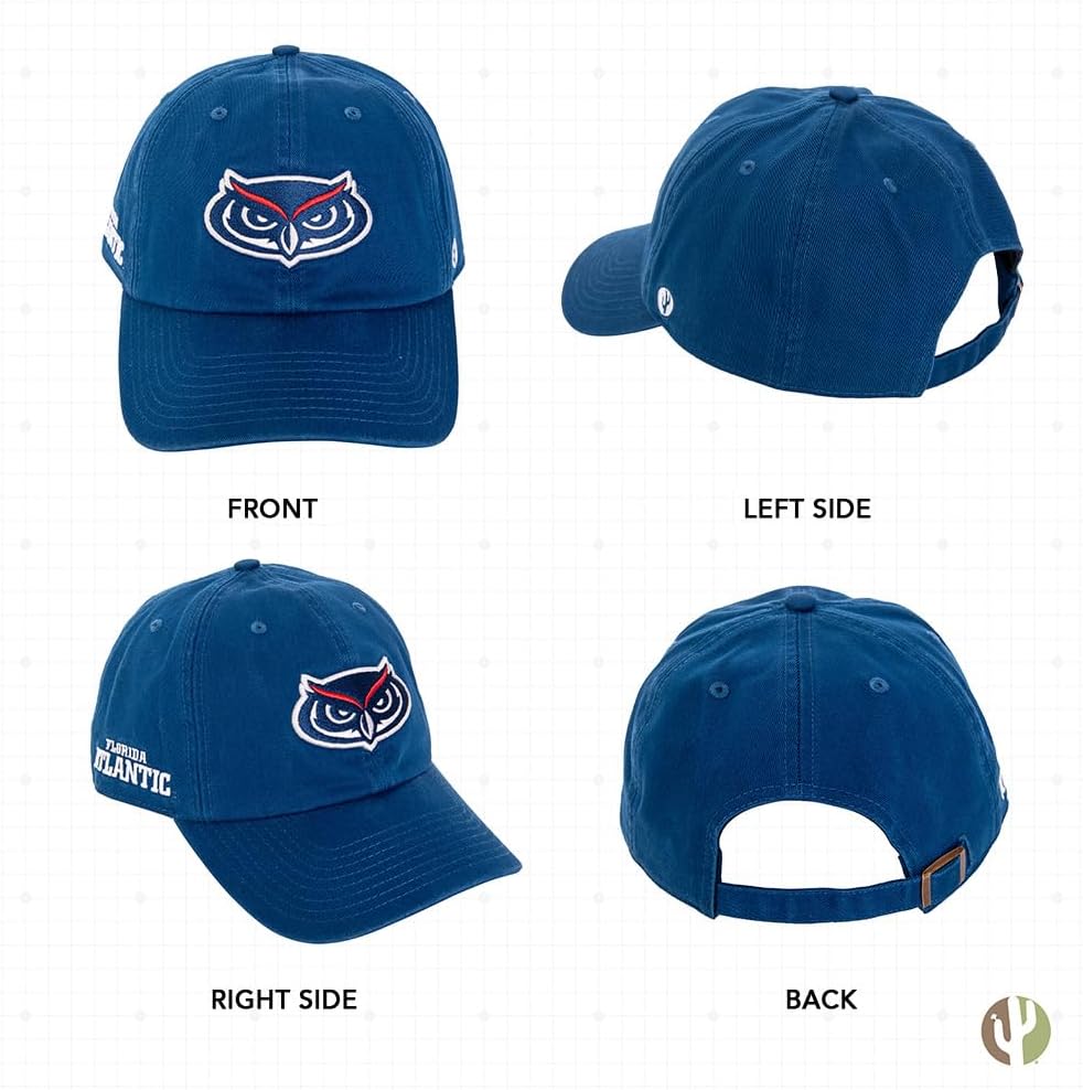 Desert Cactus Florida Atlantic University Baseball Hat FAU Owls Brimmed Embroidered Hats Cap Adjustable Cloth Strap Adult (Style C) Blue - Image 3