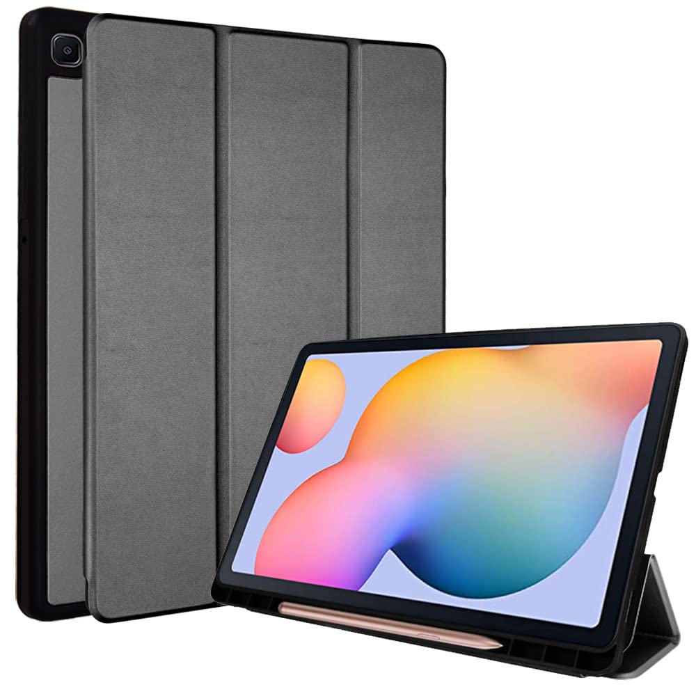 TECHGEAR Smart Case for Samsung Galaxy Tab S6 Lite 10.4" (SM-P610/P613/P615/P619/P620/P625) PU Leather Slim Smart Case Stand Cover with Corner Protection [Auto Wake/Sleep] Soft TPU Holder - Grey