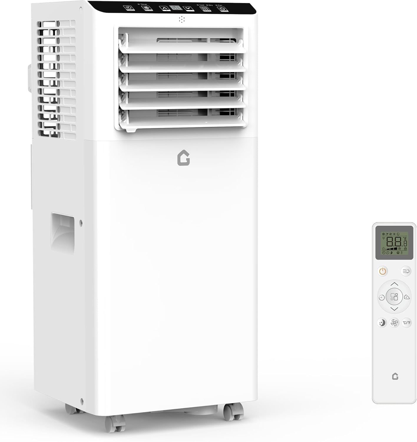 8,000 BTU Portable Air Conditioner, AC Unit with Built-in Cool, Dehumidifier & Fan Modes for Room up to 350 sq.ft, Conditioner Remote Control, 24 Hour Timer, Installation Kit White 8000 BTU