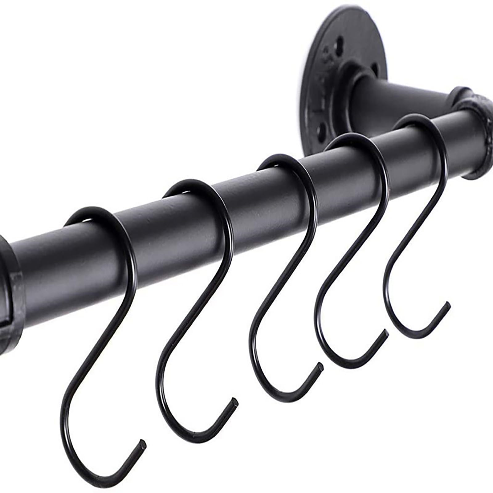 Estante de pared de 31 pulgadas, para utensilios industriales, colgador de pared, tubo de hierro, riel colgante de cocina con 8 ganchos en S para colgar sartenes, utensilios, utensilios de 4