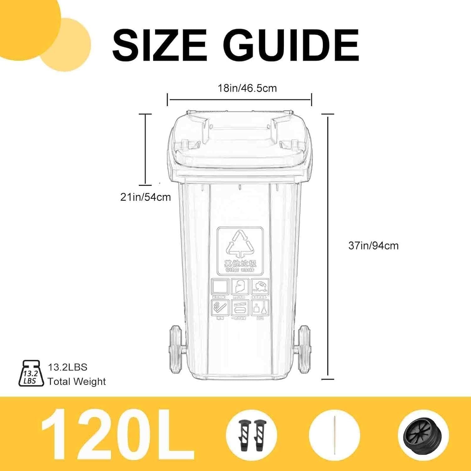 Zewnętrzny kosz na śmieci 80 l, 100 l, 120 l, 240 l, z pokrywką, pojemnik na śmieci o dużej pojemności, wytrzymały kosz na śmieci, łatwy w pielęgnacji i konserwacji (czerwony, 120 l)