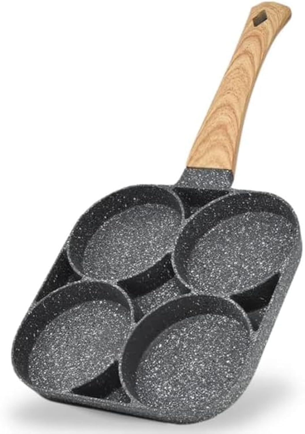 ECARES® Non-Stick Egg Frying Pan, Four-Cup Medical Stone Egg Pan, Ergonomic Egg Frying Pan, Granite Egg Cooker Pan, Pancake Maker, Suitable Gas Stoves & Induction Cooktops, 100% PFOS & PFOA-Free,Black