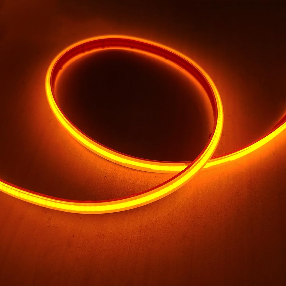 KD-tec COB Flexible LED Strip Light - 384 LEDs/m, 16.4ft, DC12V, Yellow, Bendable Tape Light