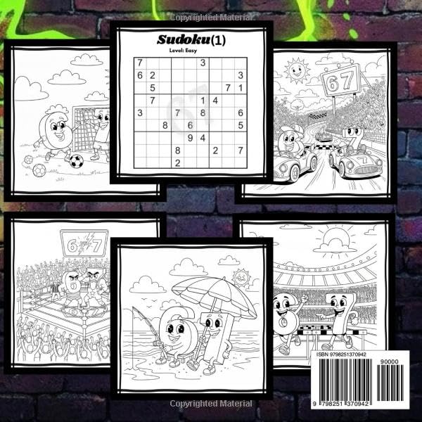 67 Coloring Book !!: The Ultimate Six-Seven Inspired by the Viral 6 7 Trend to Keep Kids Busy | 50+ Pages | Surprise Pages Inside & Sudoku, Mazes, ... Birthday, Stocking Stuffer Gift|Tweens image 3