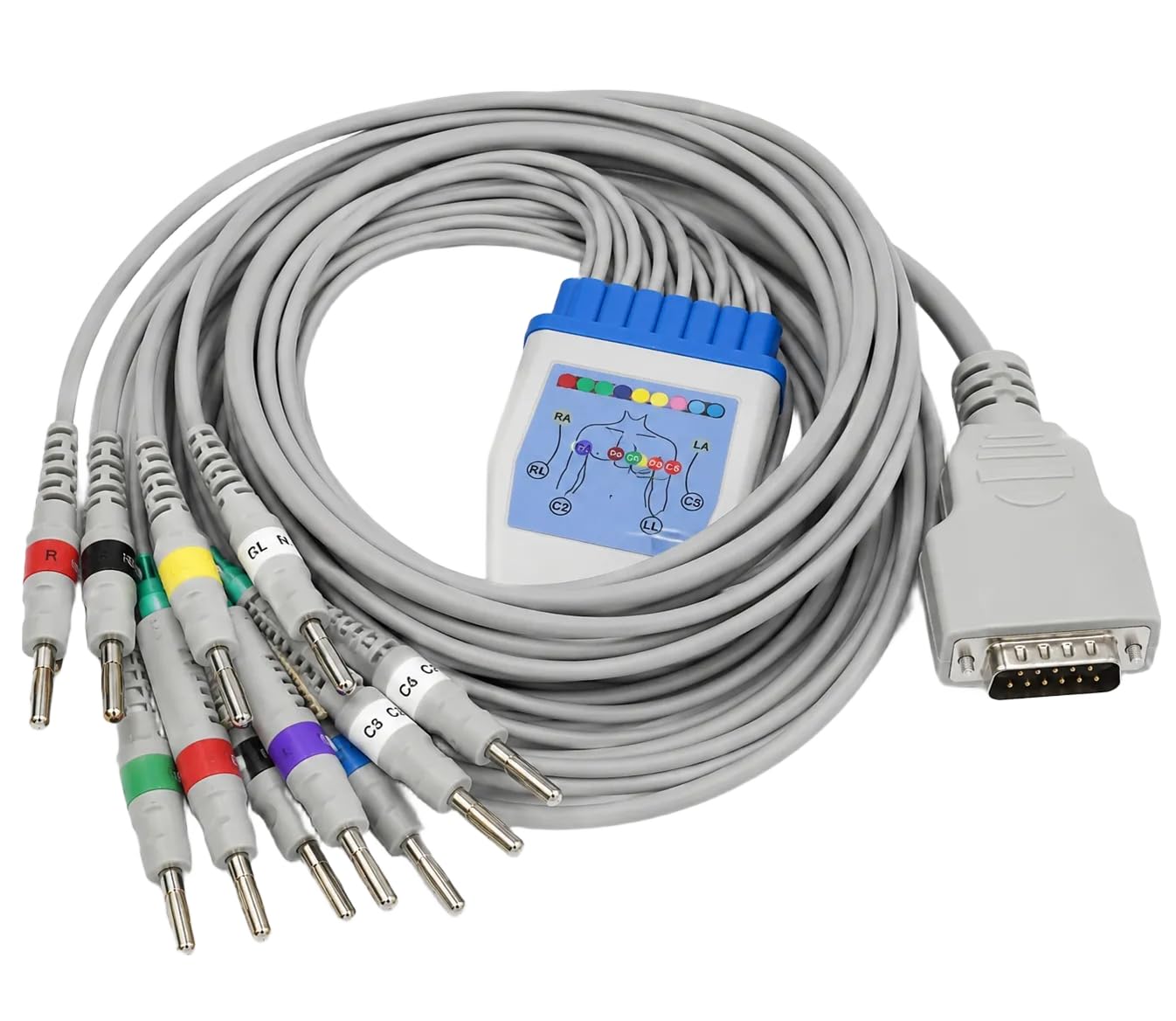 10 Lead ECG Patient Cable Banana Pin Compatible with GE MAC 1200 & MAC 2000 Medical Grade ECG Lead Wire Replacement Cable for ECG Machine-image-22