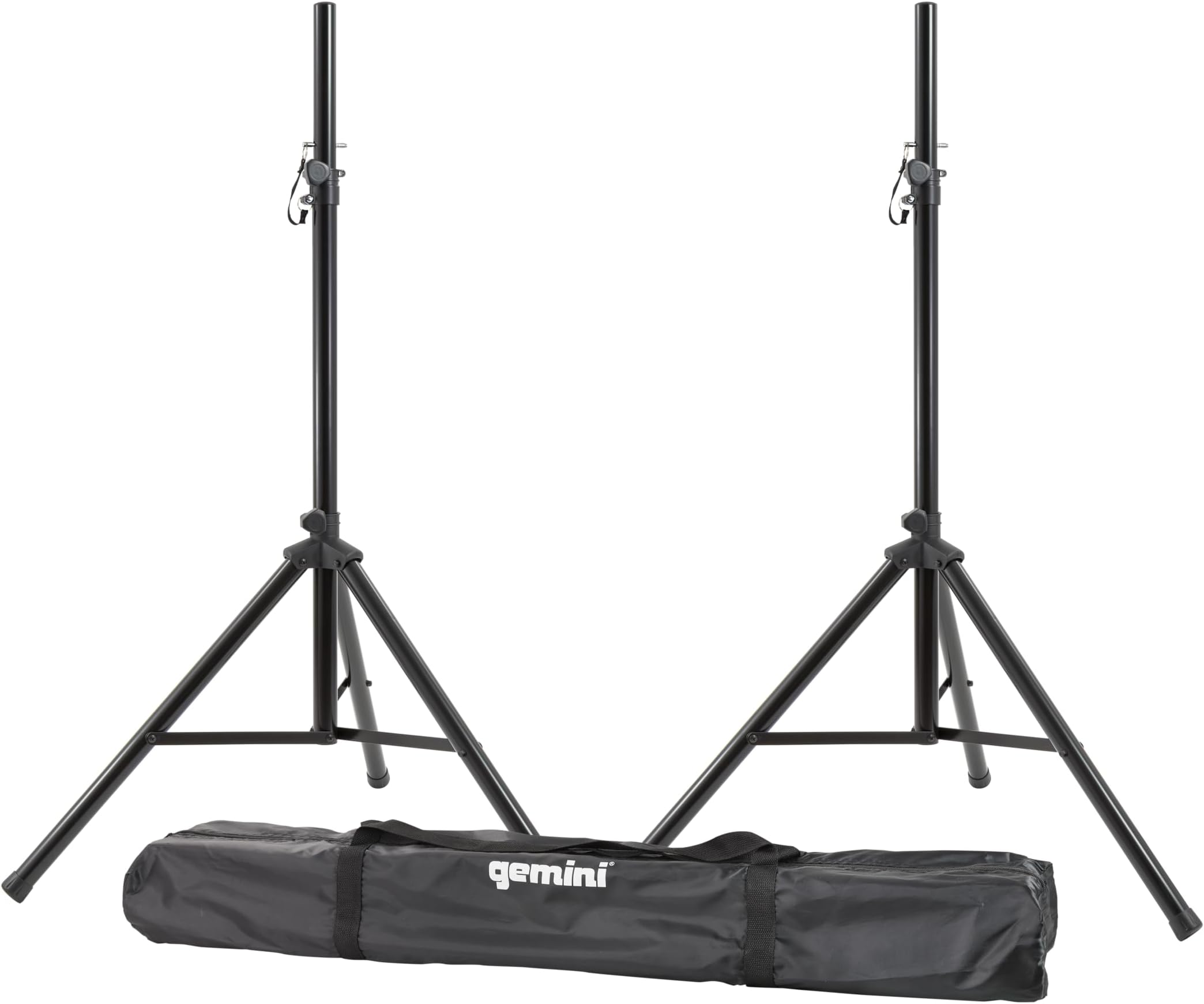 Sound ST-Pack Heavy Duty Professional Audio Universal DJ Fold-Out Telescoping Tripod Steel Speaker Stands (Set of 2), Up to 80" Inches Tall, 200lb Weight Capacity with Carry Bag Included,Black
