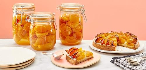 Miniatura 9 de Le Parfait Super Jars Tarros de vidrio para conservas estilo francés, de boca ancha, con cuerpo redondeado, tapas de vidrio y sellos de hule