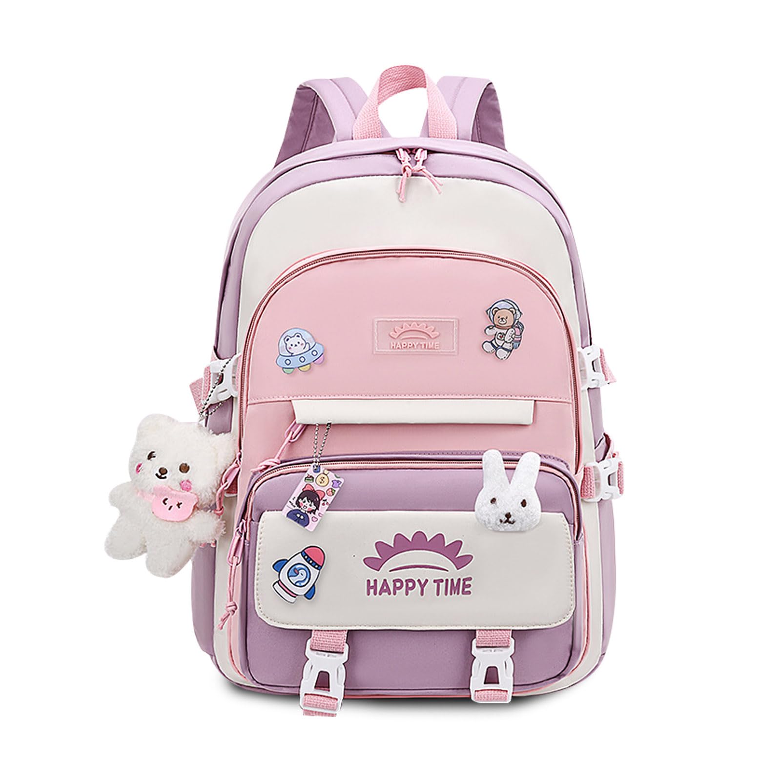 FANDARE Mignon Sac à Dos Enfant Filles Garçons Sacs Scolaires Loisir Maternelle Cartables Sacs d'École Voyage avec Ceinture de Fixation de Bagages Rose