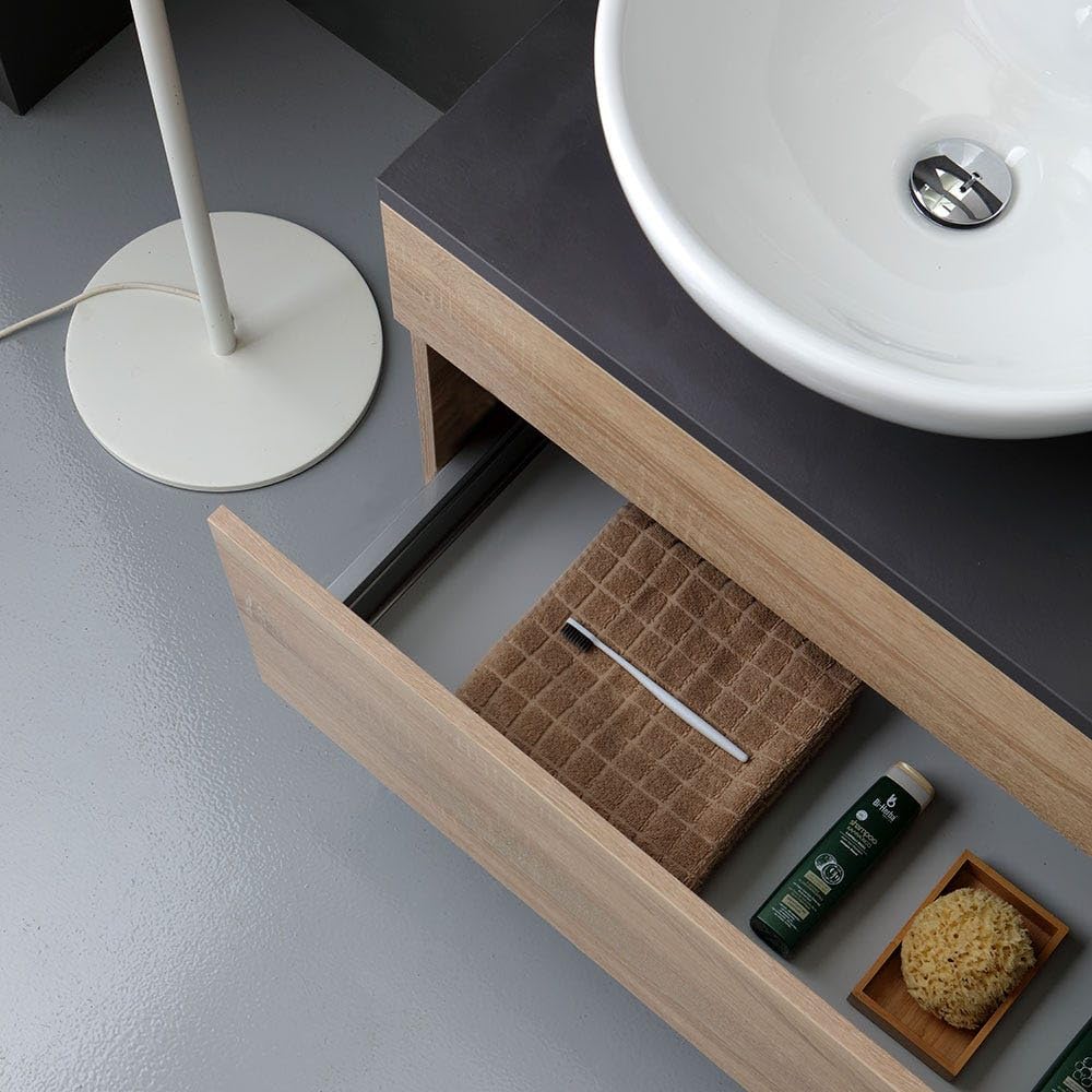 Kiamami Valentina - Mueble de baño de Roble Natural 120cm con Espejo 120x60 | Sol
