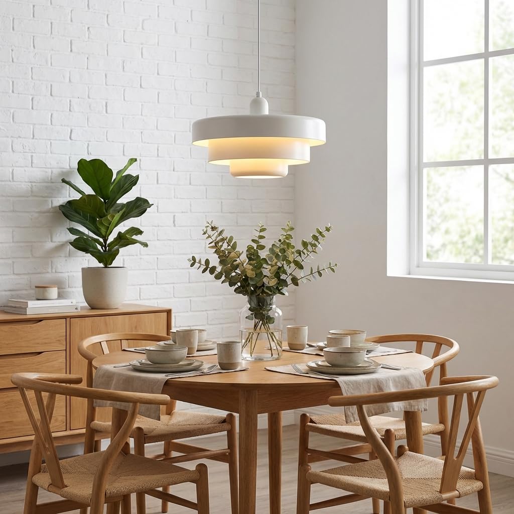 BARCELONA LED Lámpara Colgante MACARRON Blanco 3 Niveles Metal Hierro Estilo Bauhaus E27