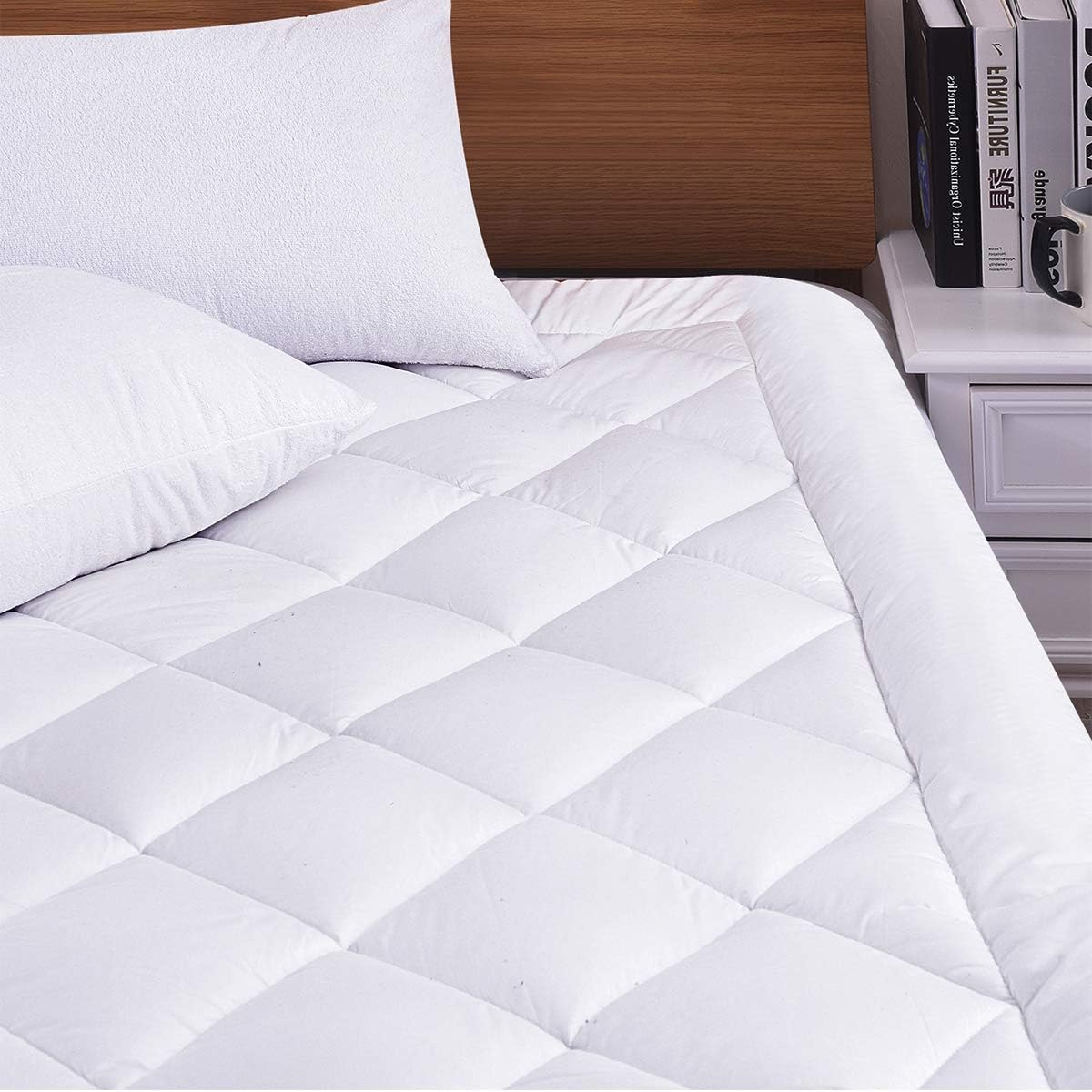 Hokly Twin XL Size Mattress Pad Hypoallergenic Cover Cooling 300TC 100% Cotton Bed Topper with Snow Down Alternative Filler(Fit to 8-21 Inches Thickness Mattress)