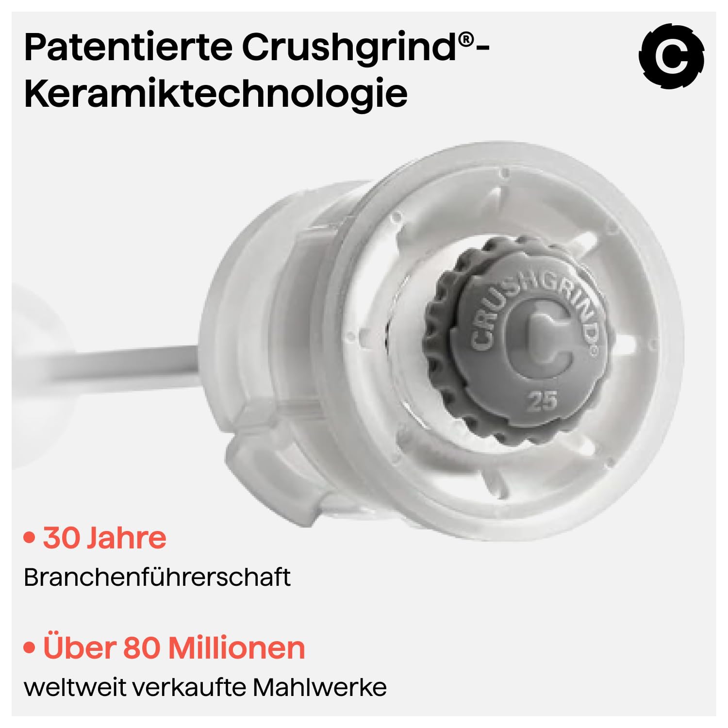 Crushgrind Amsterdam Gewürzmühle mit Keramikmahlwerk | 2er Set | Buchenholz | Salz und Peffermühle mit verstellbarem Mahlgrad | aus hochwertigen, nachhaltigen Materialien | 2x Schwarz (110 mm) | 11 cm - Keramikmahlwerk mit verstellbarem Mahlgrad - Für Sal