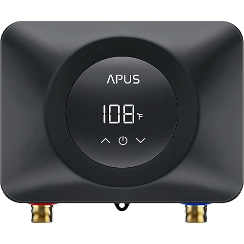 APUS Tankless Water Heater Electric 240V, 4500W Instant On Demand Hot Water Heaters, Under Sink Point of Use Water Heater, LED Digital Display, Ultra Compact for Kitchen, Bathroom, Laundry