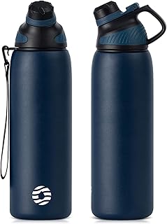Fjbottle Stainless Steel Water Bottle 600ml/800ml/1L with Magnetic Lid, BPA Free Insulated Water Bottle, Sports Metal Water Bottle Hot&Cold Drinks Vacuum Flask Leak-Proof for Gym, Work, Travel