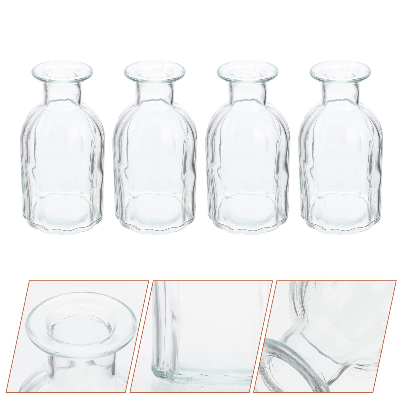 Vase Hydroponique Mini 4 Pcs en Verre pour Fleurs, Décoration