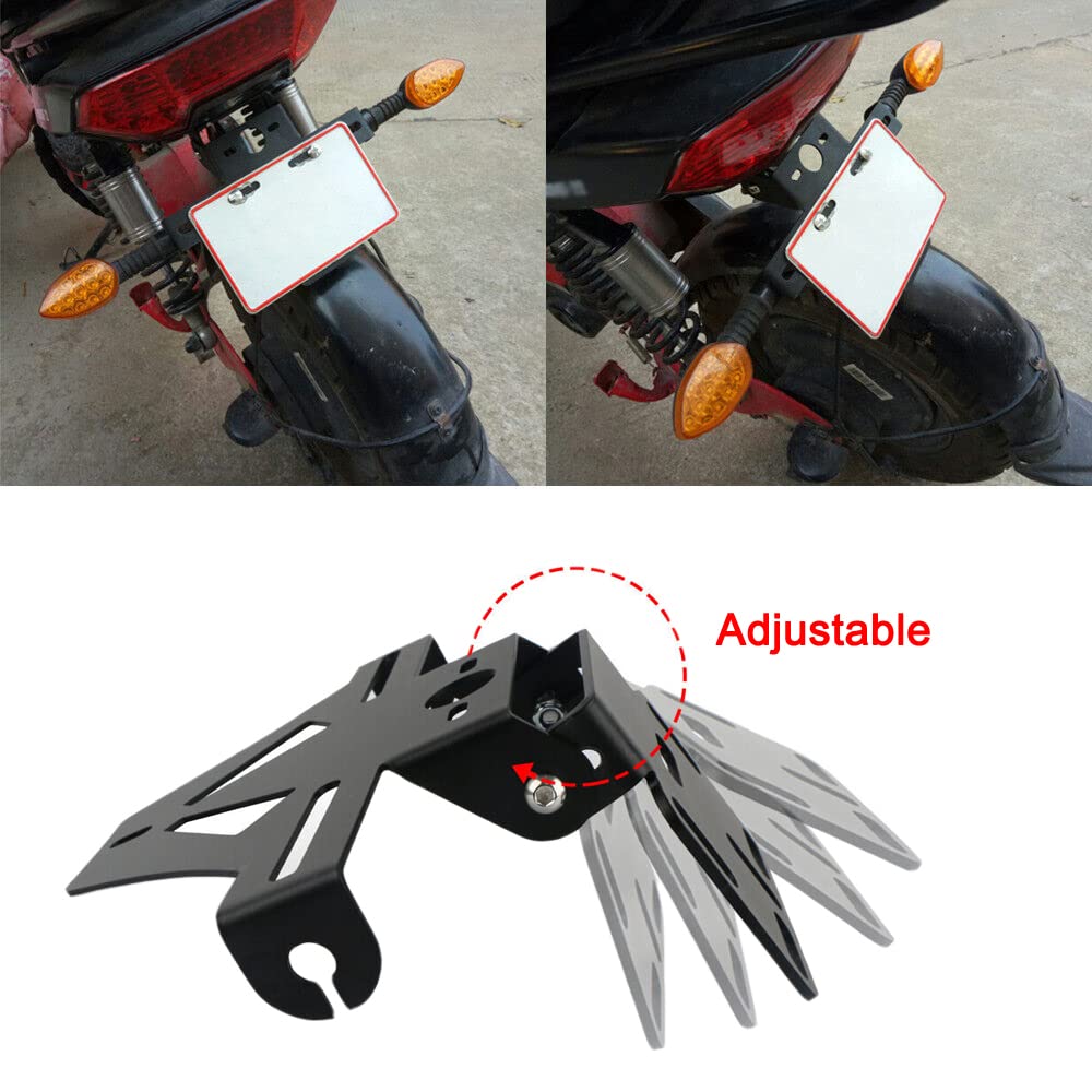 Regolabili per Motociclo Supporto per targa del motociclo Baceyong, staffa di montaggio multifunzionale del motociclo Supporto universale della targhetta pieghevole della coda