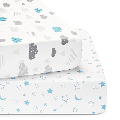 Miniatura 9 de TILLYOU Sábanas para cuna de bebé para niños y niñas, sábanas súper suaves para cama de niño pequeño, paquete de 2 sábanas para colchón estándar de