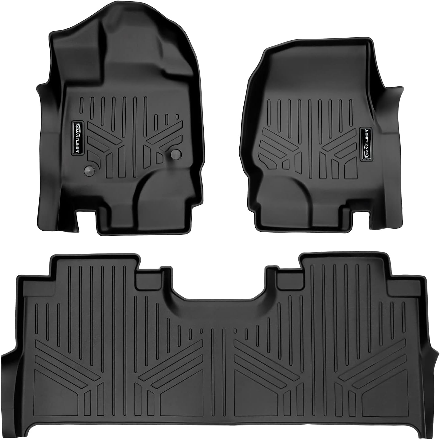 SMARTLINER Custom Fit Floor Mats 2 Row Liner Set Compatible with 2015-2025 Ford F-150