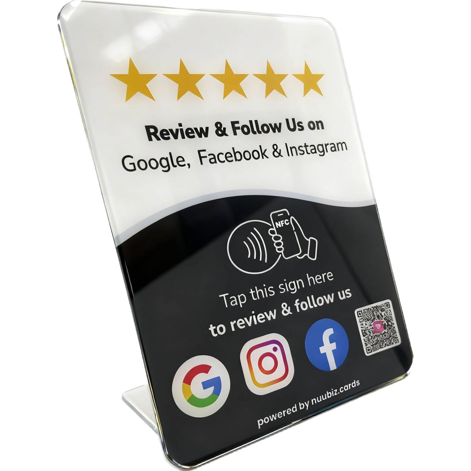 Multilink Review Stand with Social Media Sign, Larger: 5.91"× 8.27"