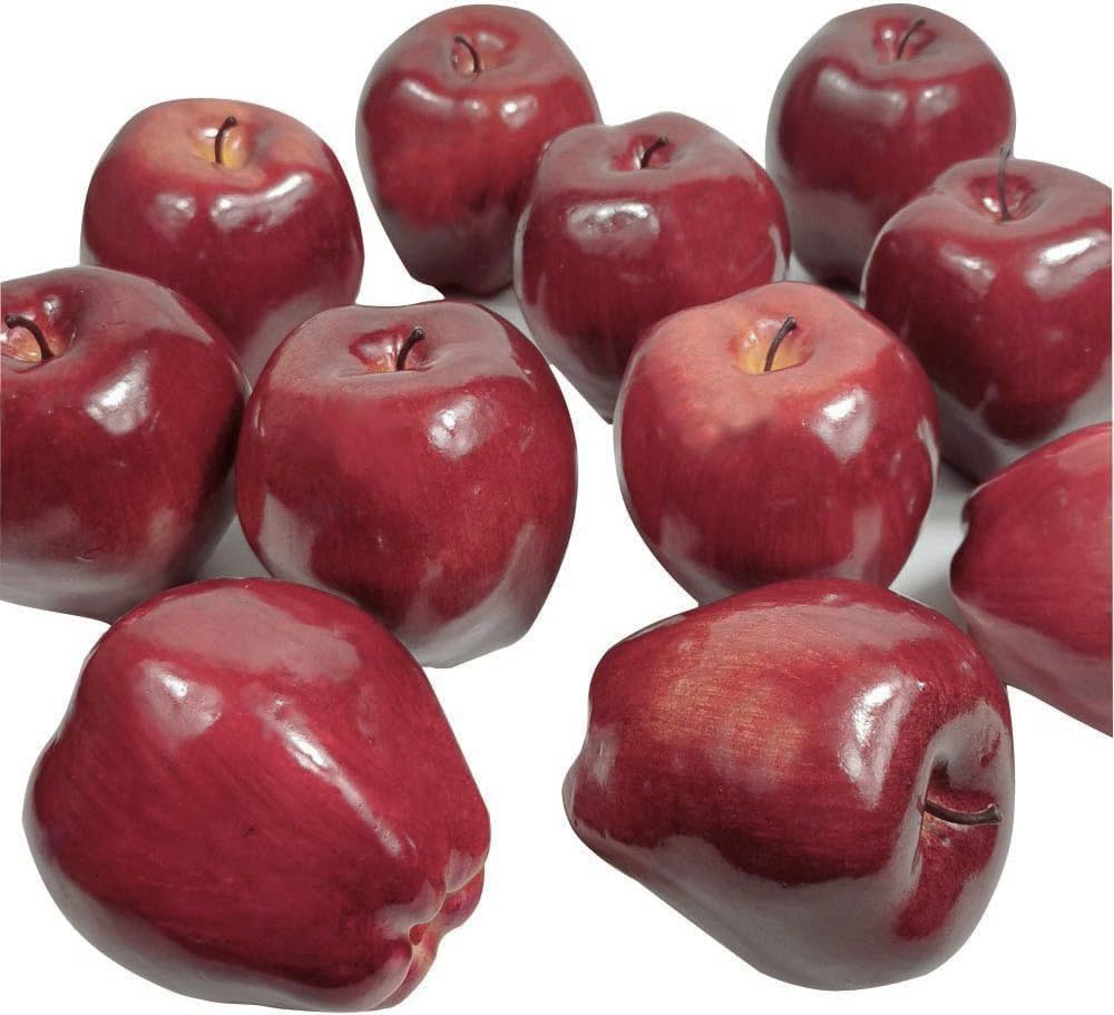 12Pcs Artificial Fruit Fake Simulation Fruit for Home Kitchen Party Photography Prop Wedding Decoration (12Pcs Dark Red Apples)