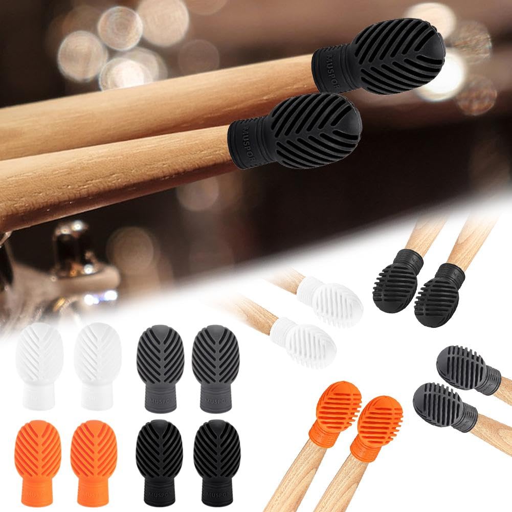 10 Manchons En Silicone Pour Baguettes De Batterie - Noir, Réduisent Le Bruit, Protection Des Baguettes