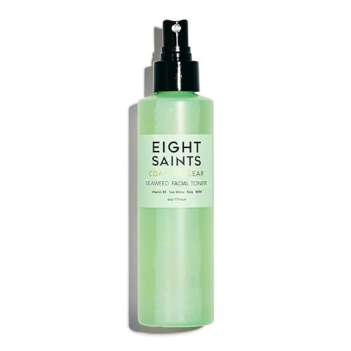 Eight Saints Coast is Clear Seaweed Anti Aging Face Toner, Natural and Organic Alcohol Free Witch Hazel Toner for Face, Minimizes Large Pores and Redness, 6 Ounces