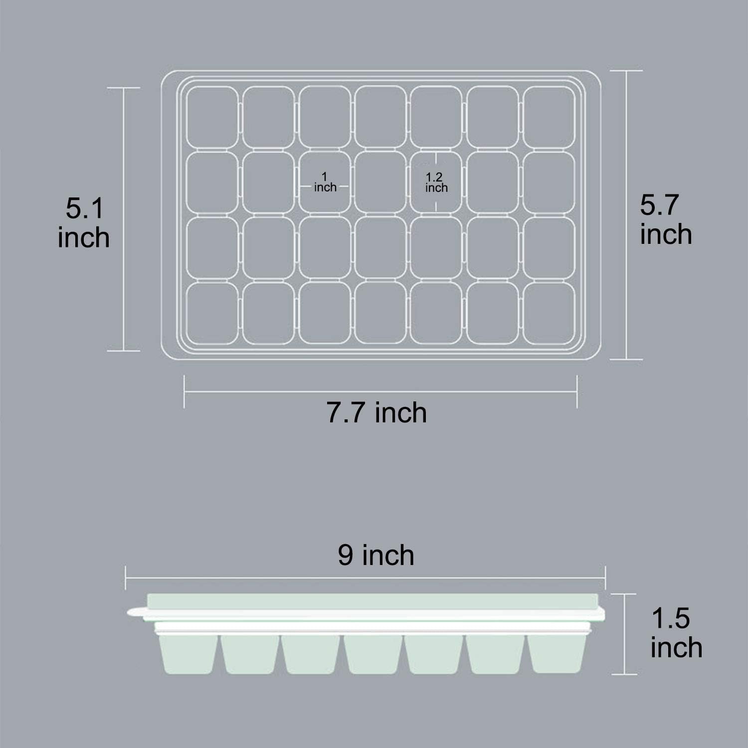 Ice Cube Tray with Silicone Lid, 28 Small Grid Square Shaped Silicone Ice Tray Easy Release Stackable Ice Cube Mold (Blue)
