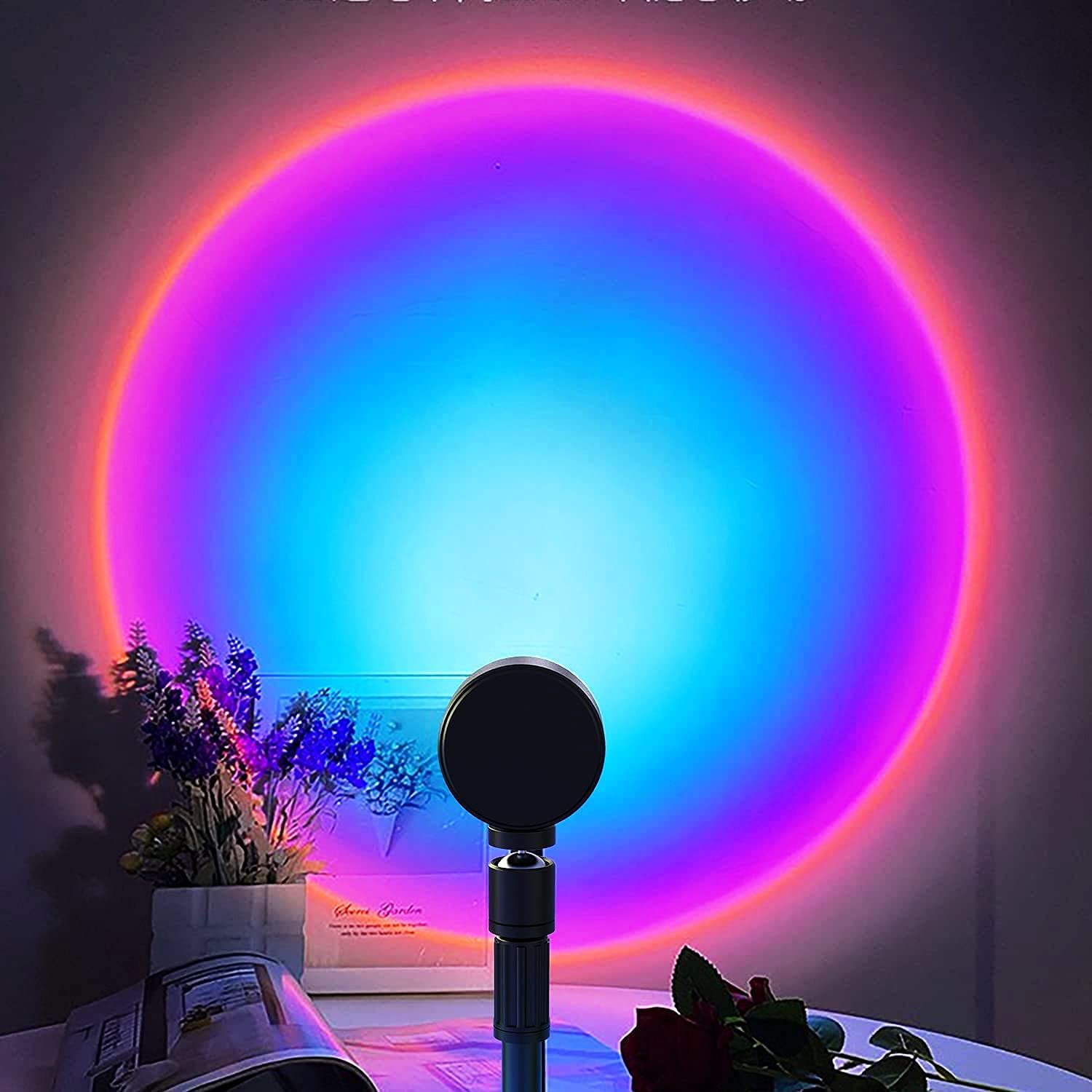 Boosty® Sunset Lamp Projection, Rainbow Blue Changing Projector LED Mellow  Floor Lamp Rainbow Night Light, 180 Degree Rotation for Photography/ Party/