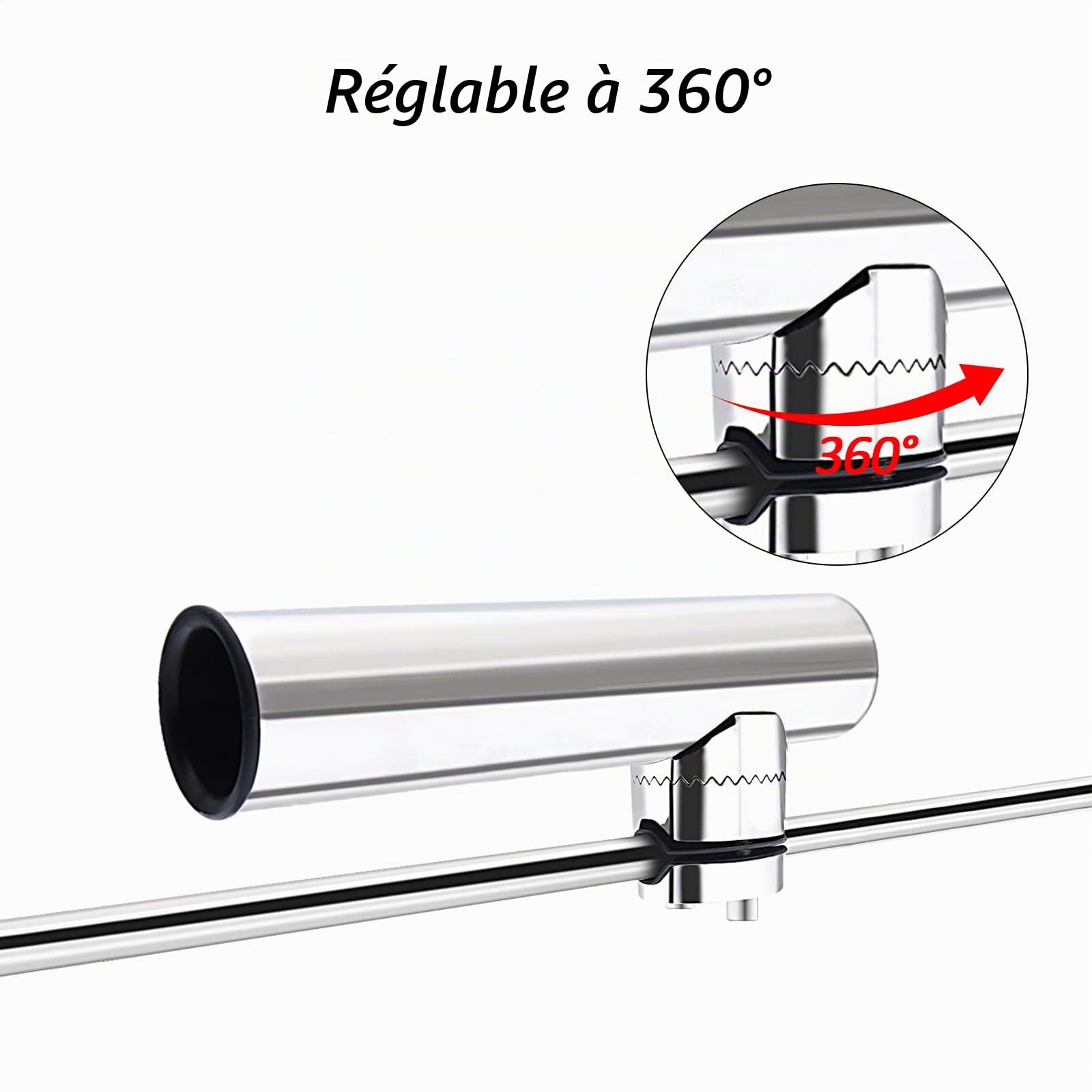 KAOLALI Lot de 2 Supports de Canne à Pêche, Supports Cannes en Acier Inoxydable pour Rails de 18mmm à 26mm Style 2
