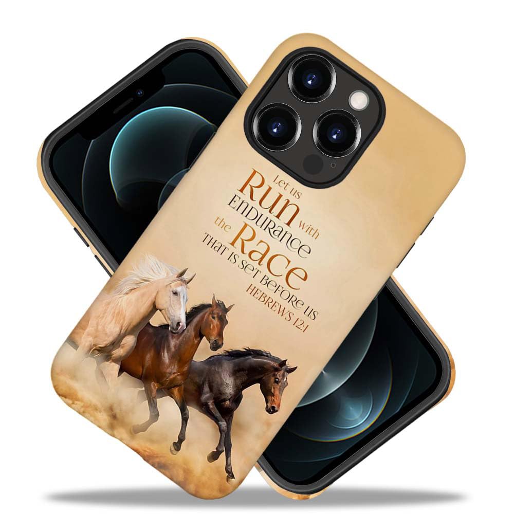 TAMEFOX Case Compatible with iPhone 12/12 Pro(6.1 in),Christian Positive Quotation Horse Hybrid 2-Layer Hard Shell+Silicone Scratch-Resistant