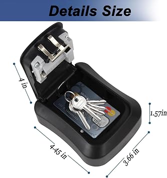 Key Safe Wall Mounted, Key Lock Box Outdoor, Key Box with 4 Digit Combination, Waterproof and Security Lockbox, Key Safe Outside for Home Garage Elderly Parents Key Cabinet(Black)