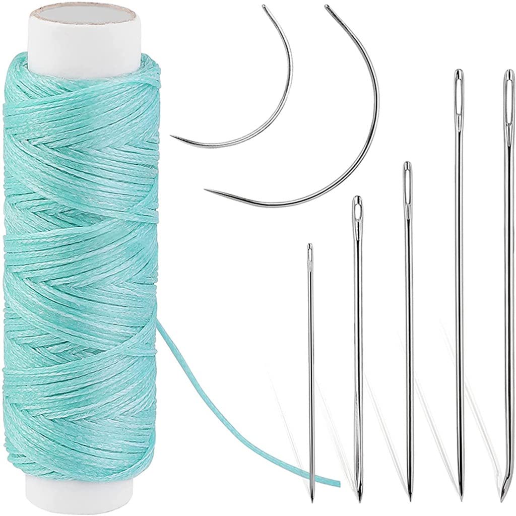 Kit de Costura de Cuero con Agujas de Ojo Grande, Hilo Encerado y Herramientas para Manualidades de Cuero.