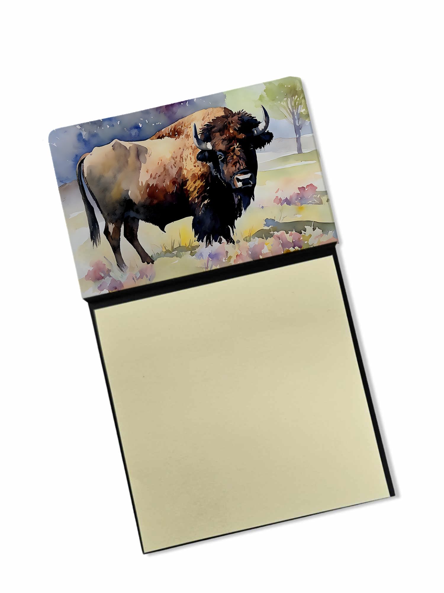Caroline's Treasures American Bison Sticky Note Holder Refillable Dispenser Self-Sticky Note Pads, Memo Pads Blank Desk Accessories