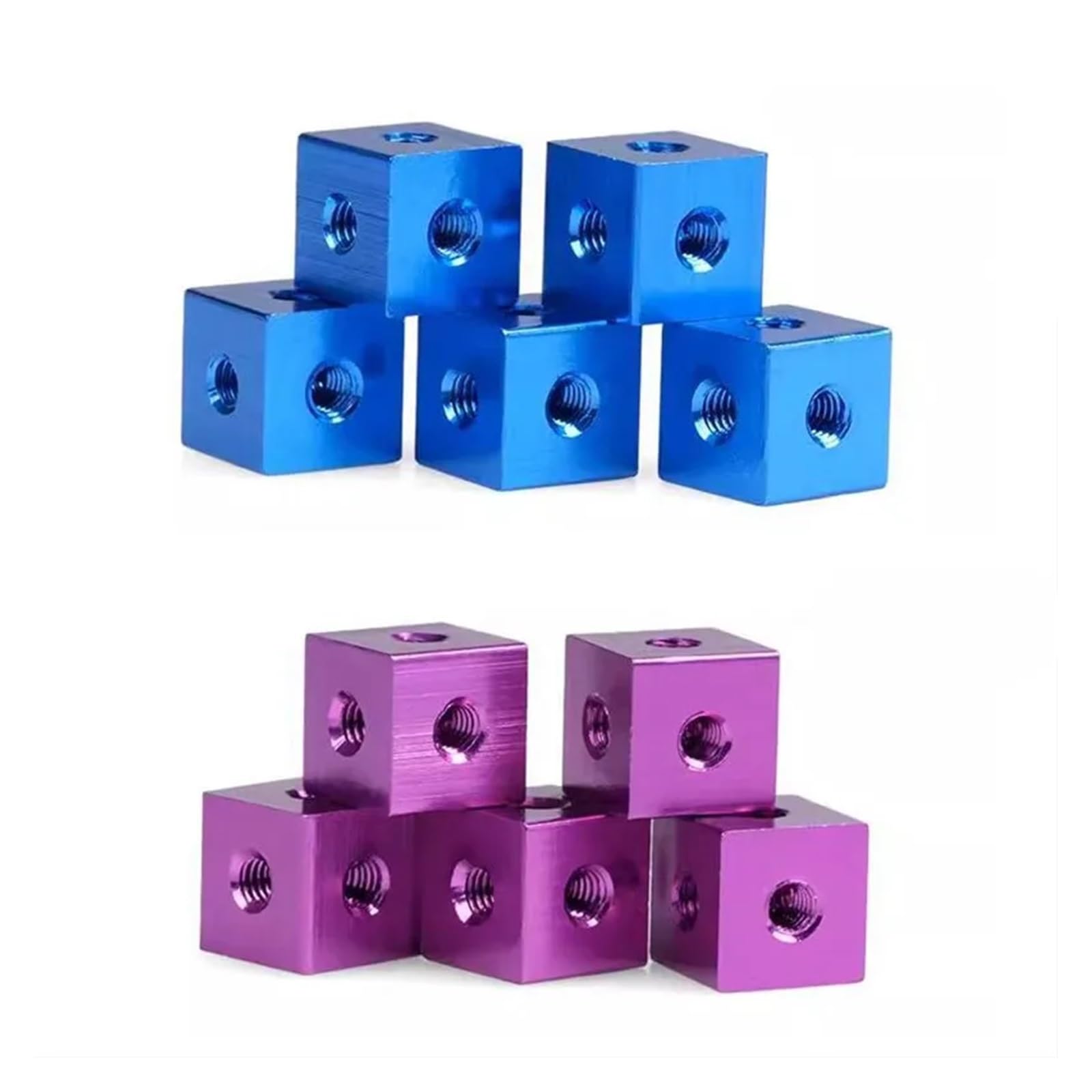 Bloque de tuercas con orificios for tornillos M3, M4, M5 y M6 de 6 lados, aleación de aluminio, conexión de bloqueo, soporte de tuerca cuadrada, placa de rosca de fijación, bloque de cubo(Silver,10pcs