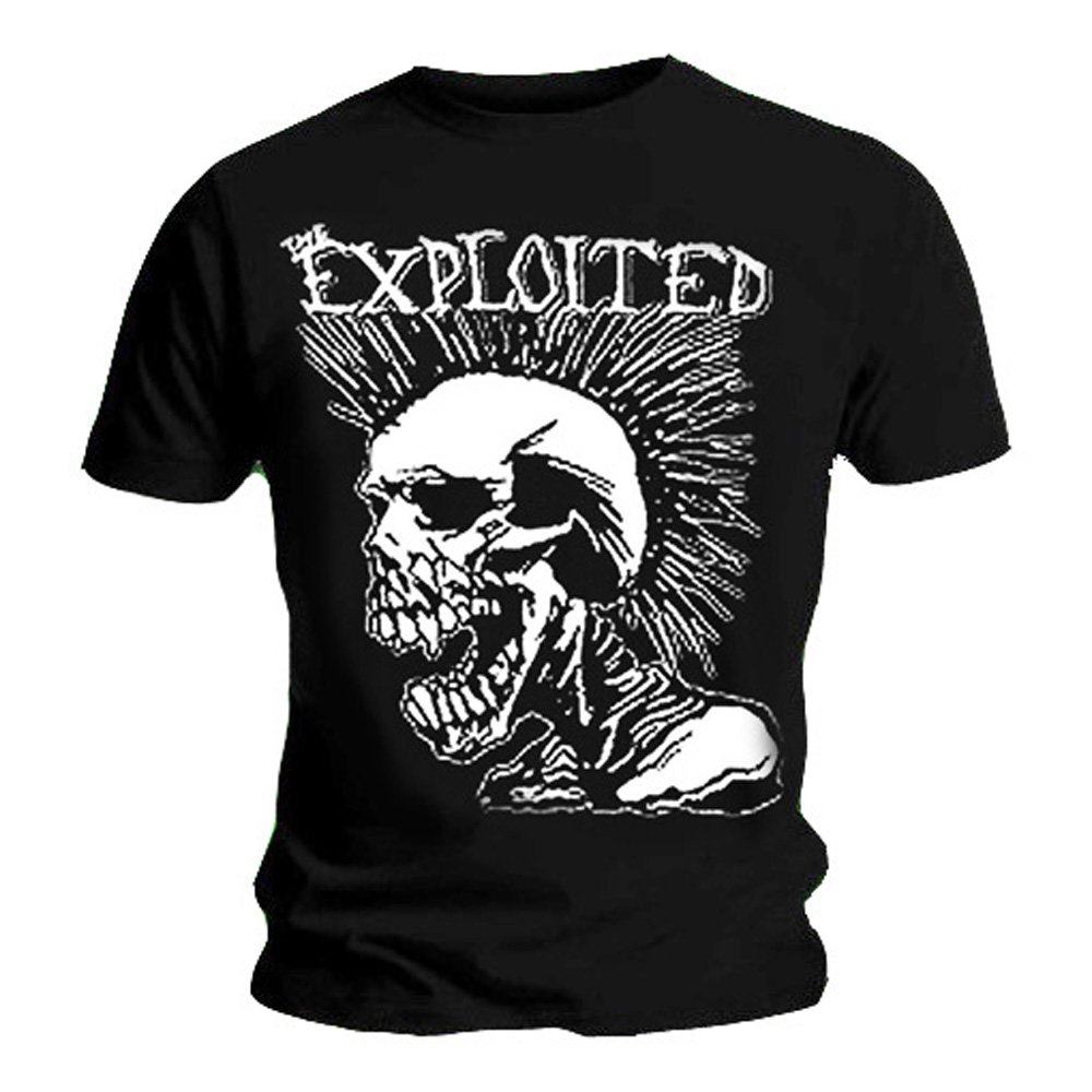 The Exploited Black Official T Shirt Classic Mohican Skull Punk L