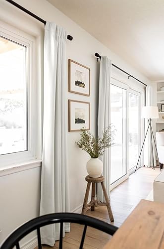 Miniatura 5 de 100% Blackout Shield Cortinas opacas de lino para dormitorio de 36 pulgadas de largo, con pestaña trasera, bolsillo para barra, cortinas para sala