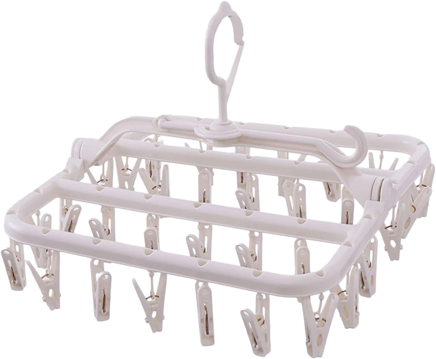 Sturdy Multi-Clip Laundry Rack, Foldable Frame for Towels Bedding Indoor/Outdoor Organization Multi-Clip Dorms