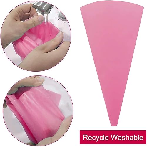 Miniatura 4 de Bolsa de silicona para glaseado, bolsa de pastelería reutilizable de crema y 14 boquillas de acero inoxidable, herramienta de decoración de pasteles