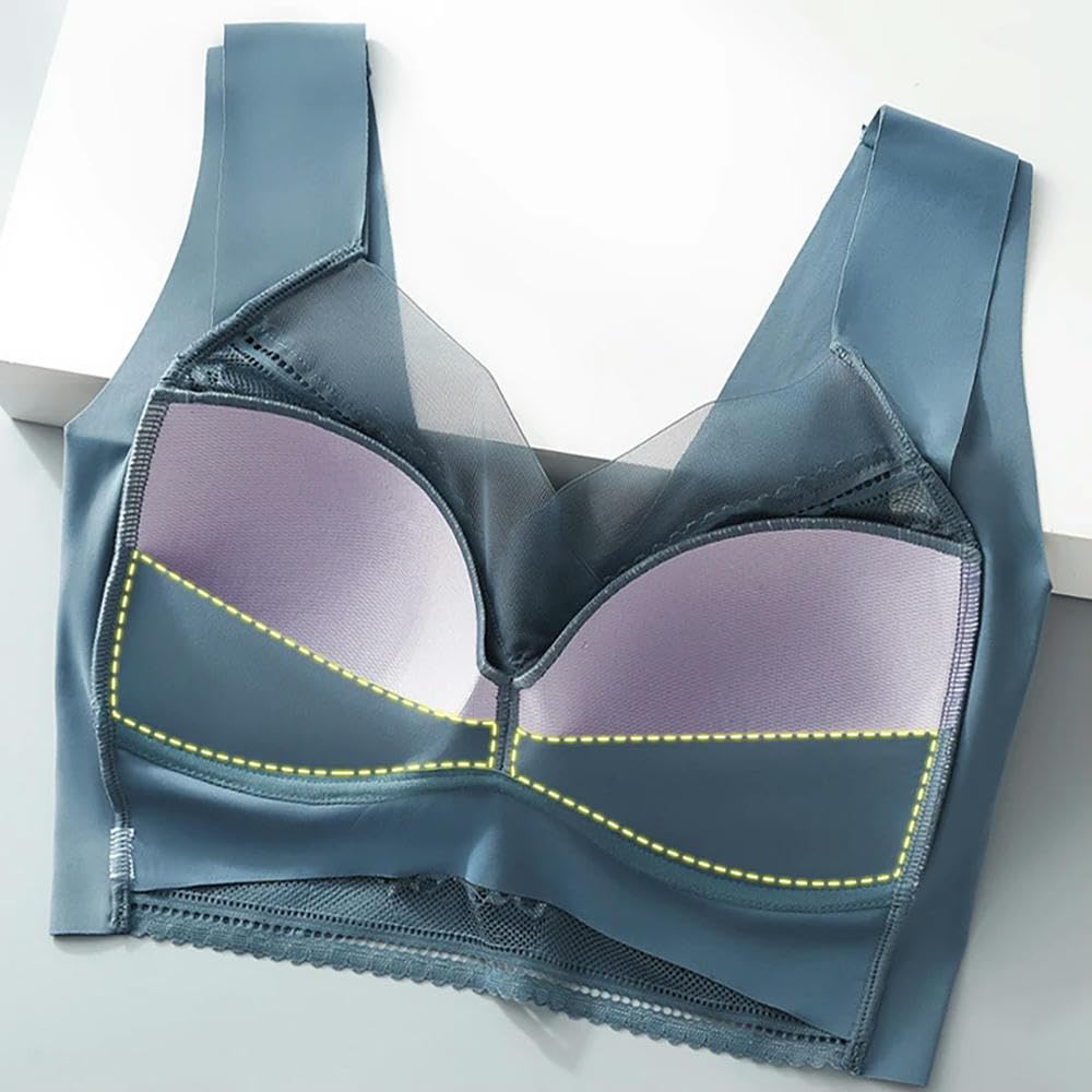 ZBDP - Sujetadores de encaje sin espalda para mujer, sin aros, copas suaves integradas, estilo interior moldeado, ajuste cómodo