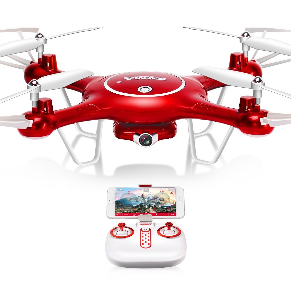 Syma X5UW Drone 4 Canali 6 Axis Gyro 2.4G 360° Rotolo 3D RC Quadricottero con Telecomando, Rosso