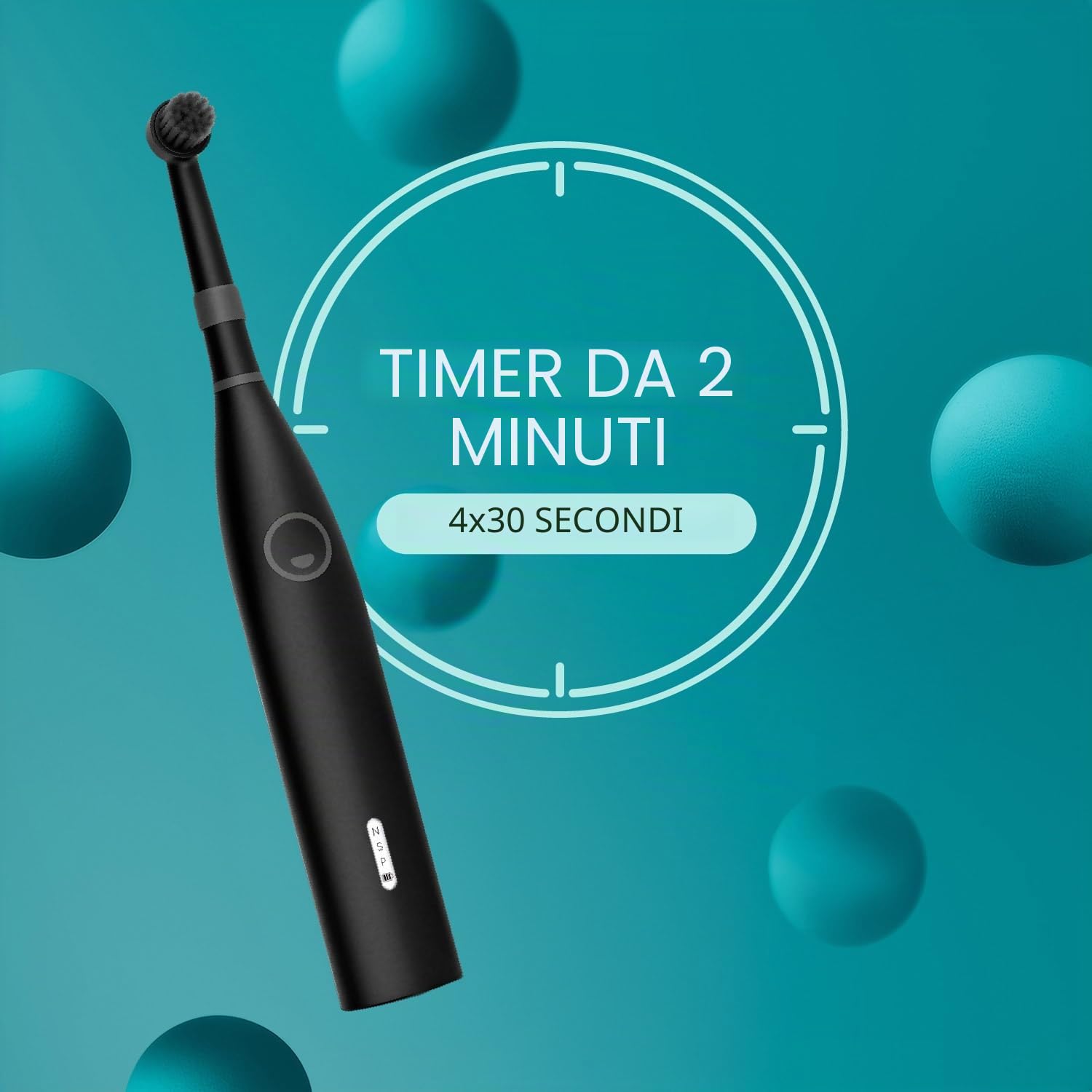 happybrush spazzolino elettrico ECO R2 Vincitore del test Ökotest Starter Set nero - spazzolino rotante sostenibile con batteria inclusa 3 testine e dentifricio al carbone attivo nero