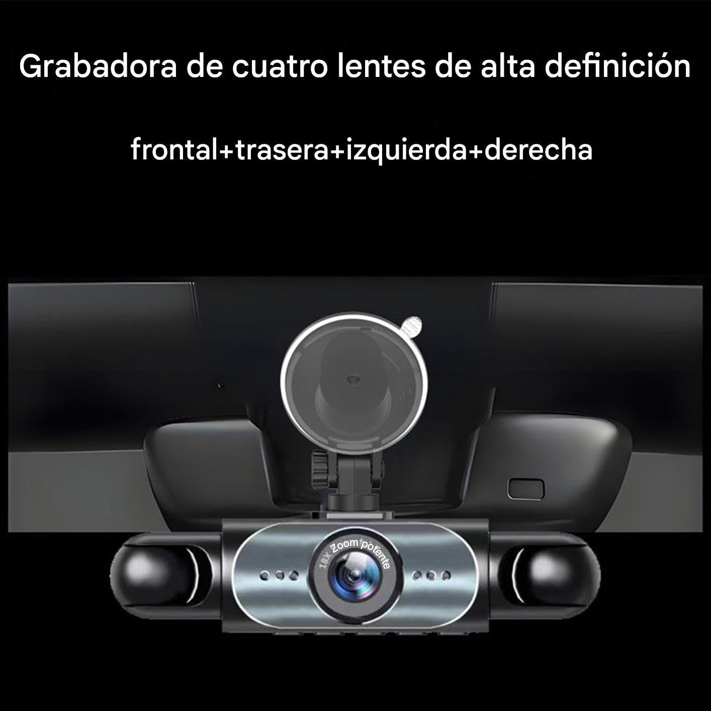 Cámara de Video para Coche,4 Canales Cámaras Montadas en Salpicadero - Grabadora Izquierda Derecha 1080P con Tarjeta 32G Imagen Reversa para Camión Carreras Taxi Autocaravana Punto Ciego Vehículo